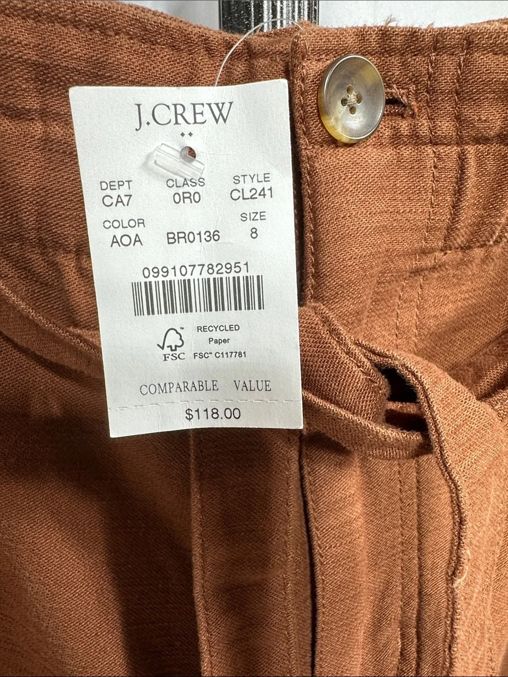 J. Crew Rust Brown Paperbag-Waist Wide Leg Pants
